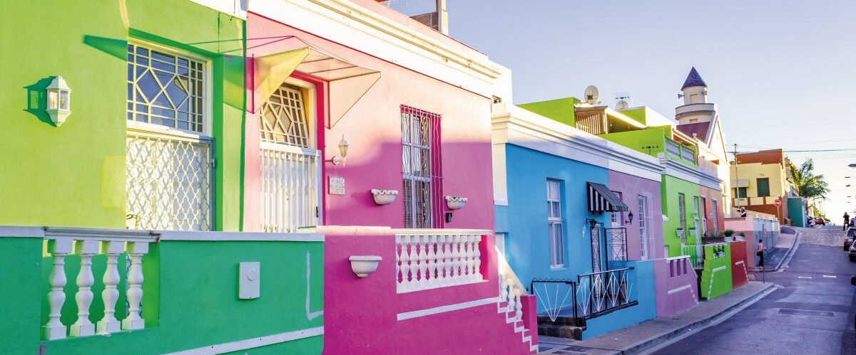 Brightly coloured homes in the historic neighborhood of Bo-Kaap,