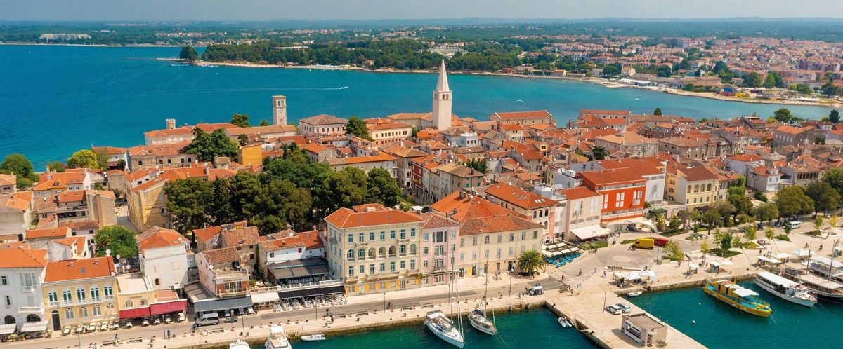 Aerial view of Porec town, Istra, Croatia