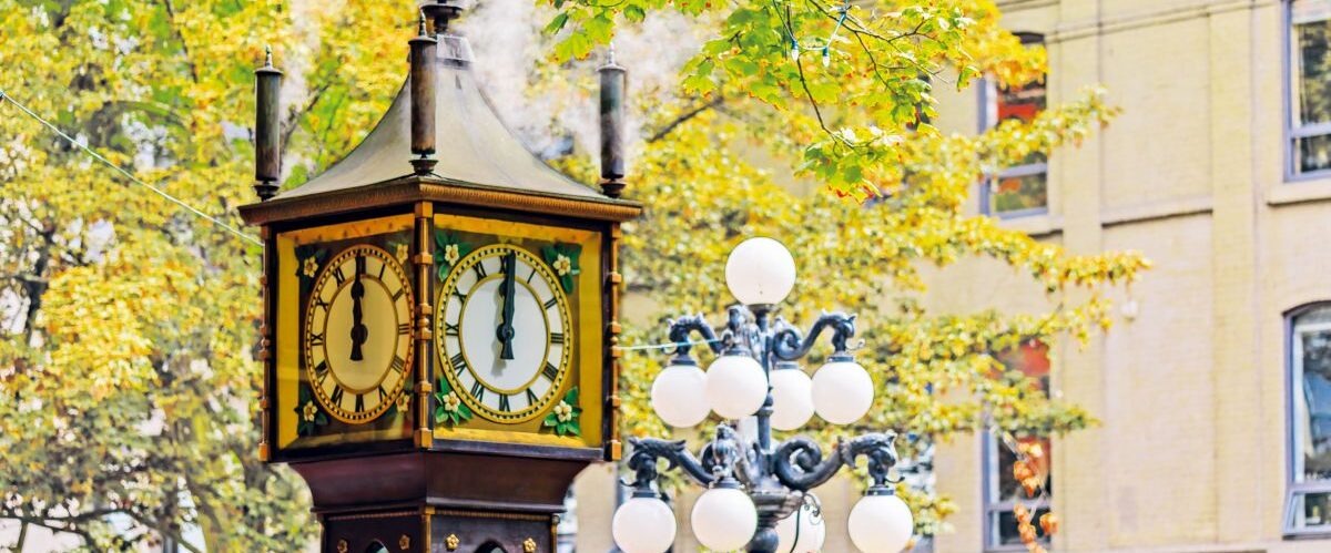 Steam clock in Gastown in Vancouver British Columbia Canada