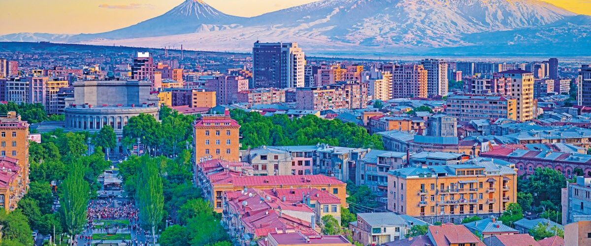 Mount Ararat view from the Cascade Complex, Yerevan, Armenia