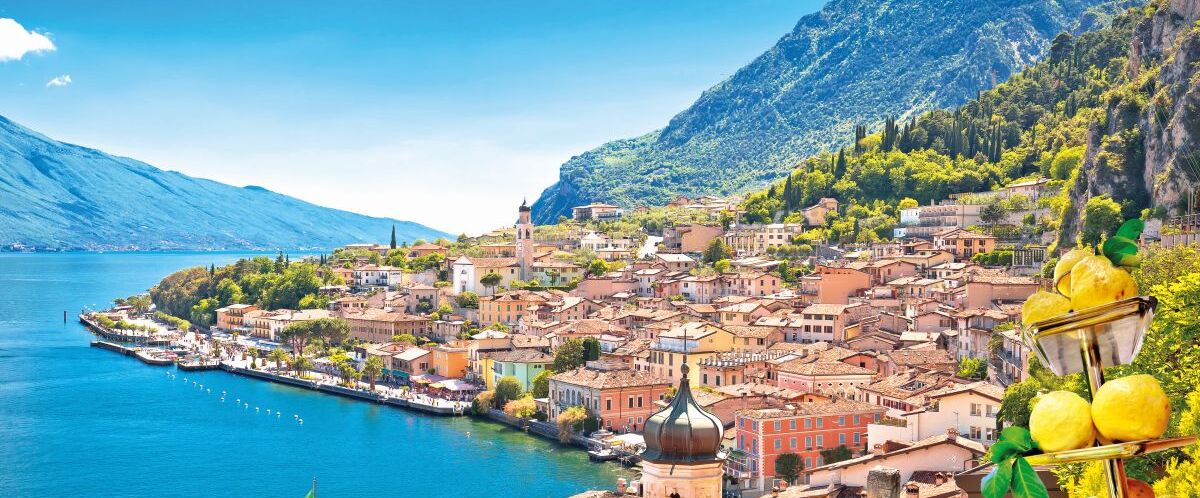 Town of Limone sul Garda on Garda lake view