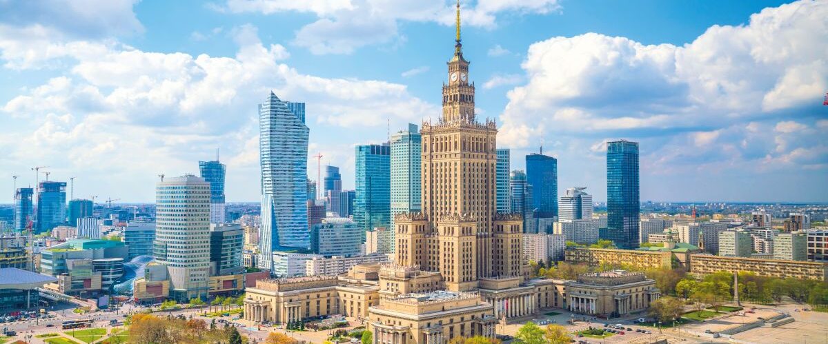 Aerial photo of Warsaw city skyline