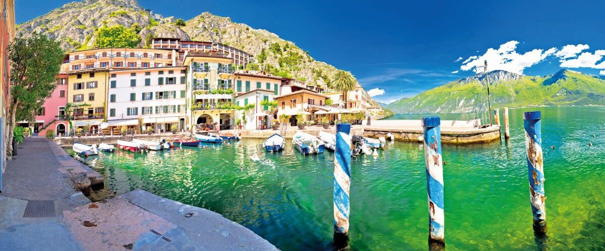 Limone sul Garda turquoise harbor panoramic view