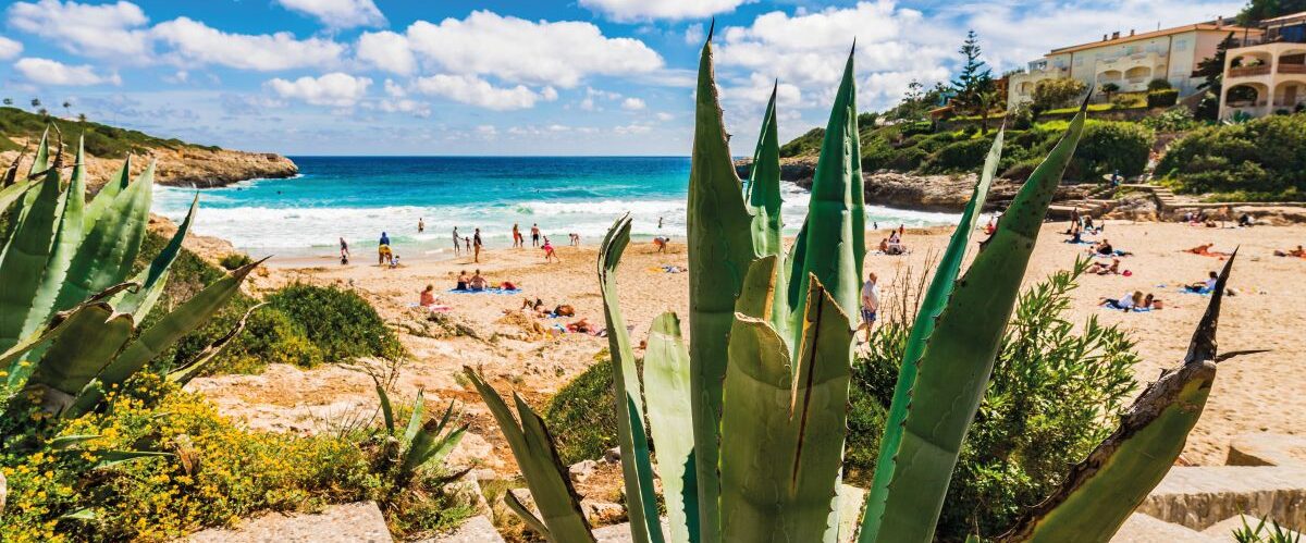 Beautiful bay sand beach Cala Mandia on Majorca island, Spain