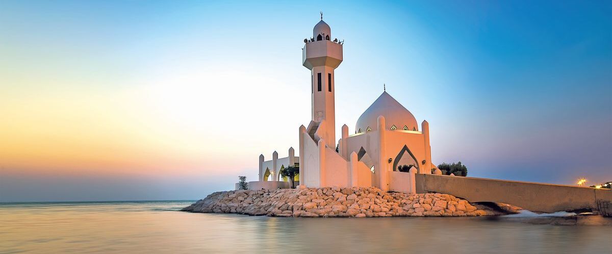 Beautiful Al Khobar Corniche Mosque Sunrise -Saudi Arabia.